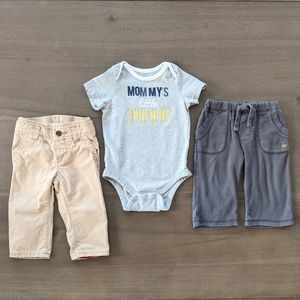 🐢BABY GAP Lined Khaki Pant, Grey Sweats & Onesie